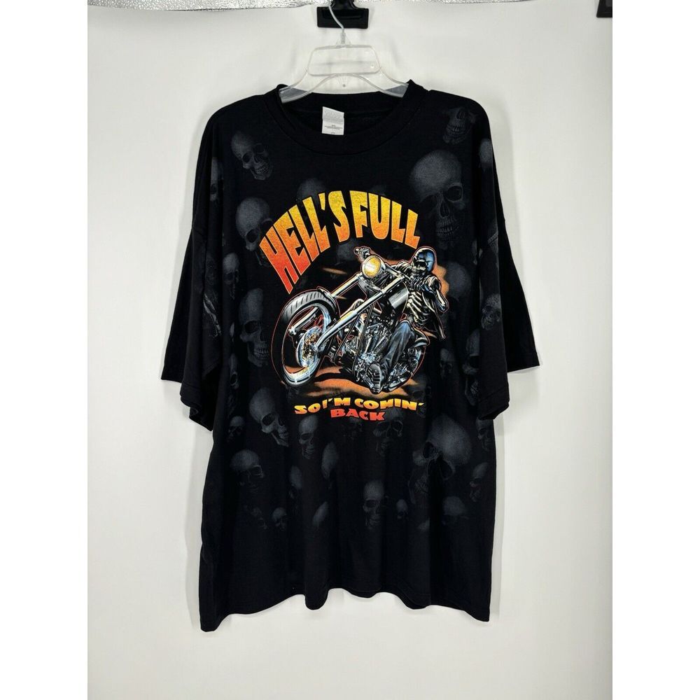 Hell's Full So I'm Comin Back Double Sided AOP Skulls Biker Bald Eagle USA Flag
